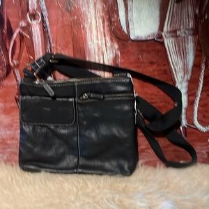 Roots Villager black leather/nylon bag